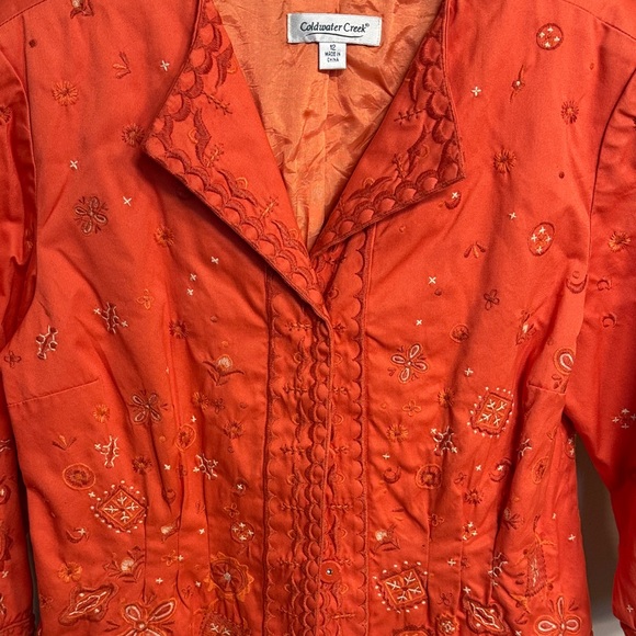 Coldwater Creek Women's Bright Orange Embroidered Blouse - Picture 5 of 9